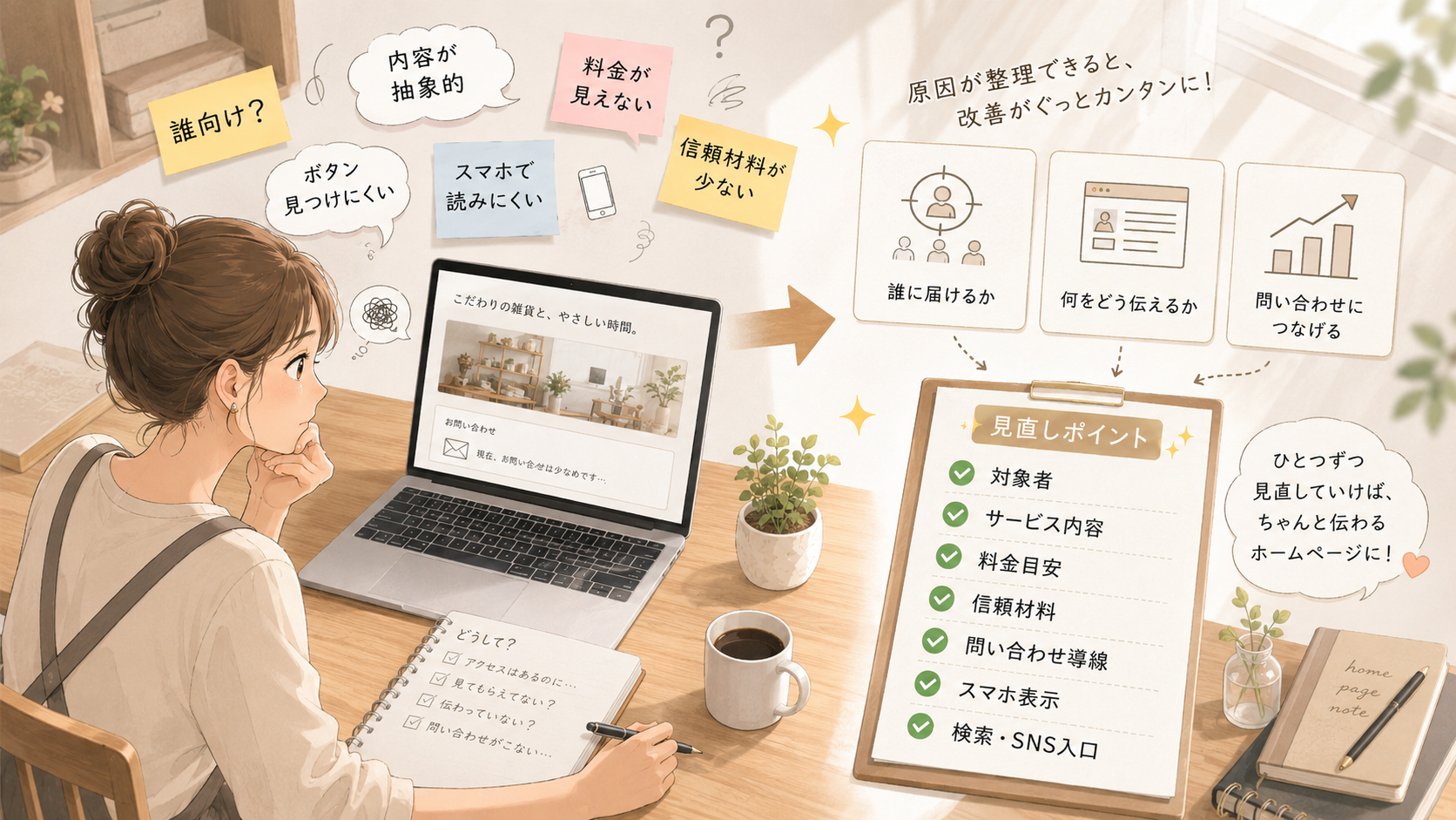 ホームページを作ったのに問い合わせが来ない理由と見直しポイントを示したアイキャッチ